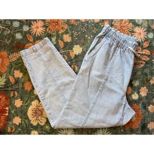 LOFT Light Wash Denim Joggers Elastic Waist Paperbag Jeans Womens Large
